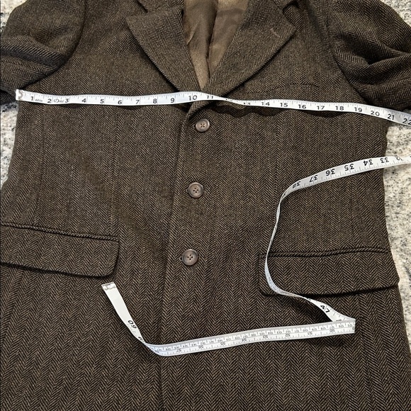Men's Classic Black Blazer Protocol brown herringbone 100% pure virgin wool - Picture 12 of 14